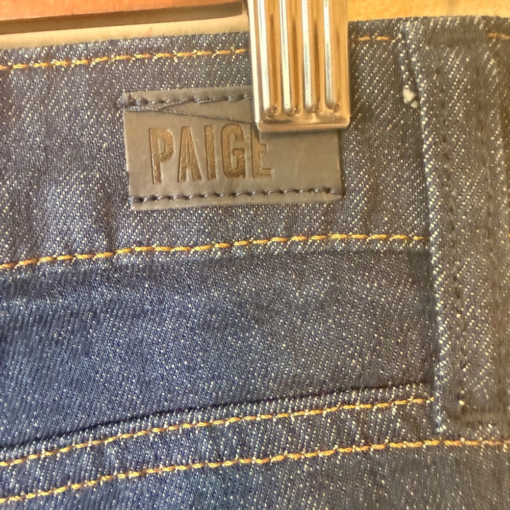 Paige Harper Ankle Wide Leg Jeans Dark Indigo Front Patch Pocket Womens Size 26 - Picture 10 of 10